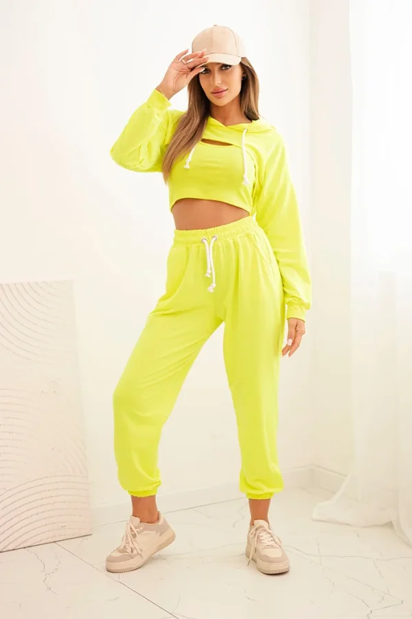 Komplet bawełniany 3-częściowy żółty neon