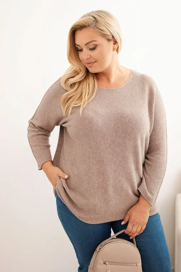 Sweter damski plus size z dekoltem łódką fango