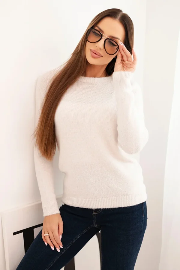 Sweter damski z baby alpaki z długim rękawem beżowy