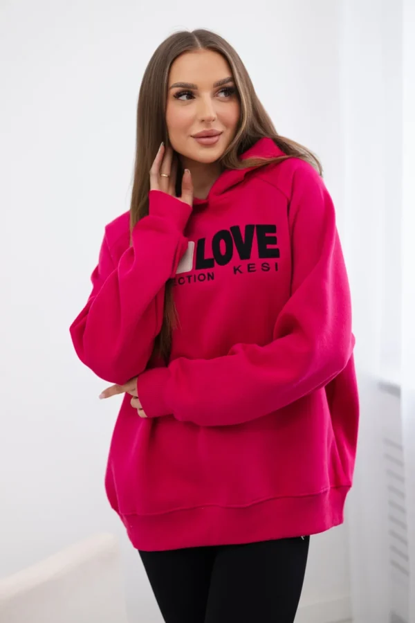 Bluza bawełniana ocieplana z kapturem Love