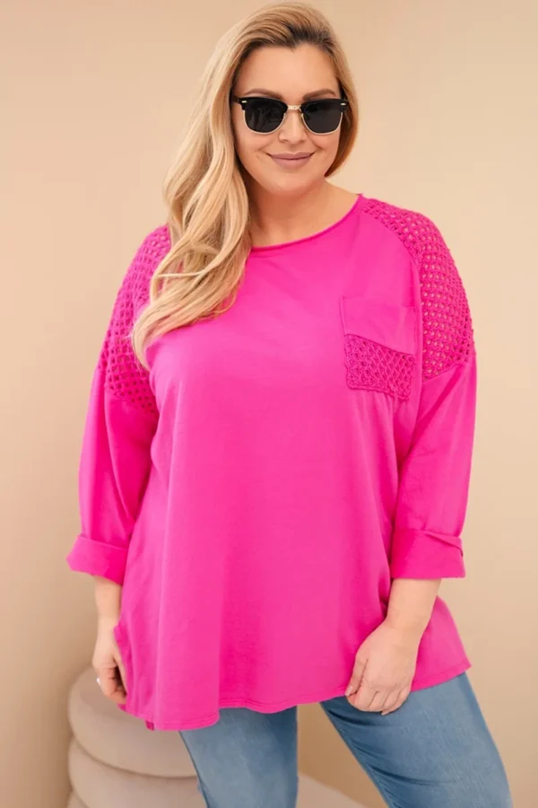 Bluza damska Plus Size bawełniana z nadrukiem