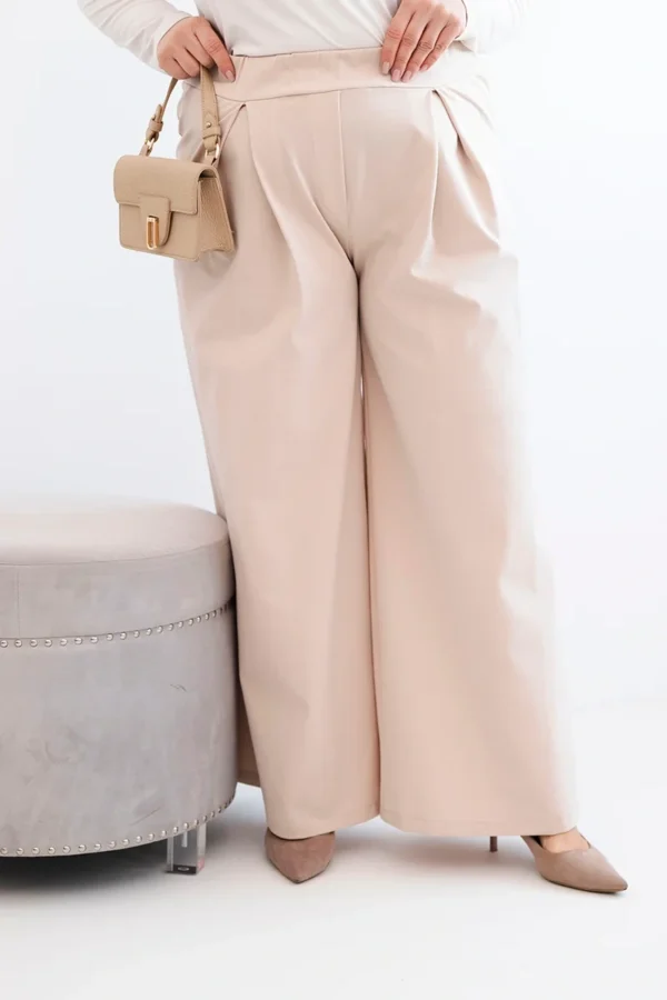 Spodnie damskie Plus Size z szerokimi nogawkami i plisowaniem