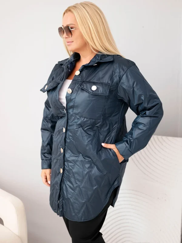 Kurtka damska Plus Size pikowana z kołnierzem i kieszeniami