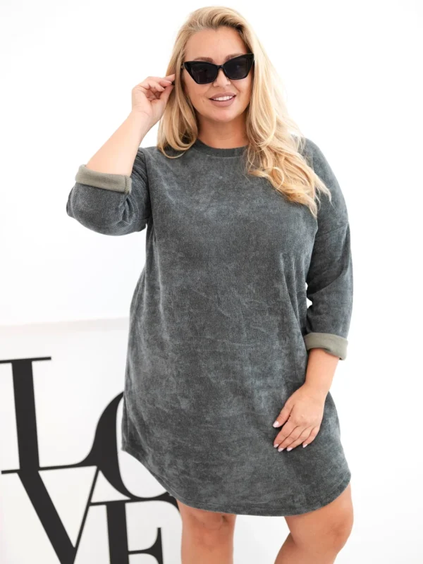 Sukienka damska Plus Size sztruksowa z luźnym fasonem