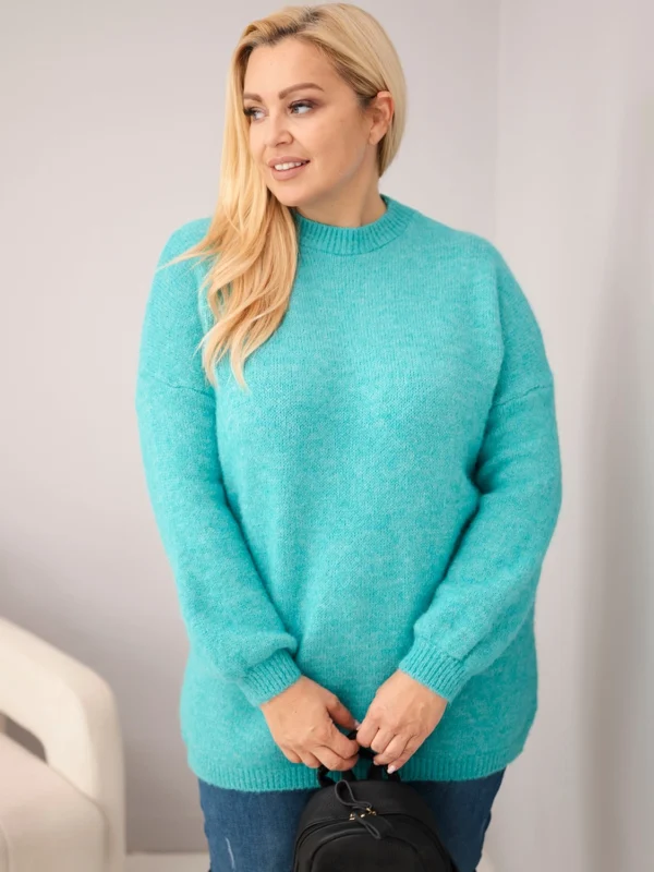 Sweter damski Plus Size o luźny kroju z długim rękawem