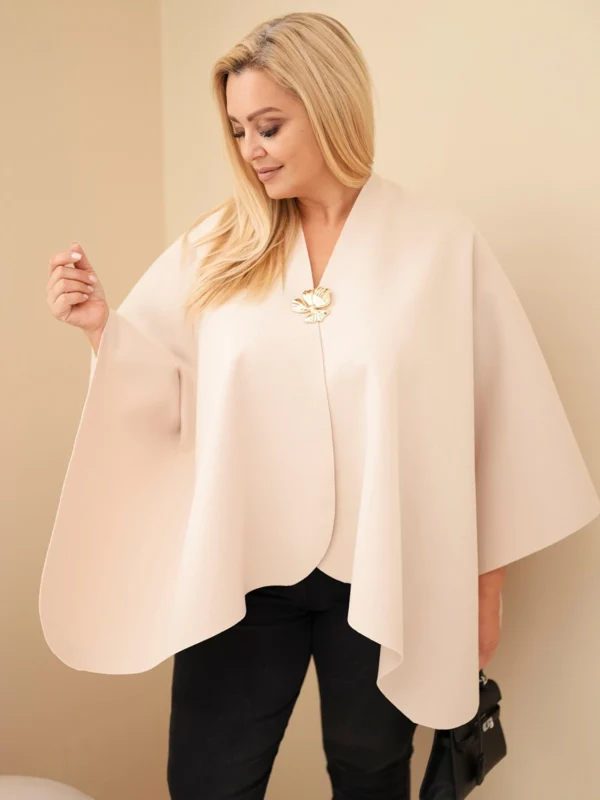 Narzutka damska ponczo Plus Size z broszką